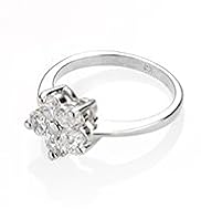 Platinum Plated Diamanté Mini Floral Ring