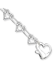Sterling Silver Polished 3-D Heart Link Bracelet QH326-7.5"