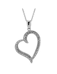 Sterling Silver and Diamond Open Heart Necklace