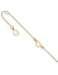 Genuine IceCarats Designer Jewelry Gift 14K Adjustable Fancy Heart Anklet In 9.00 Inch
