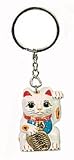 Poly Resin Lucky Cat Key Chain / White Cat