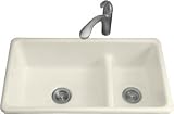 KOHLER K-6625-7 Iron and Tones Smart Divide Kitchen Sink, Black Black