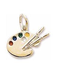 Rembrandt Charms, Artist Palette Charm, 10K Yellow Gold, Engravable