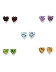 Sterling Silver Gemstone Post Earring Set