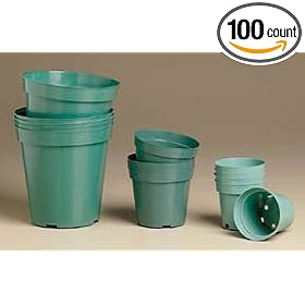 Green Plastic Plant Pots; Green; 3 in. Dia.; 100/Pk.
