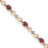 14k Diamonds and Rubies Fancy Diamond Ruby Bracelet by JewelryWeb