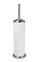 Premier Housewares Toilet Brush Holder Cylinder with Chrome Effect, White