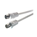Pro Signal TV / Radio aerial lead (Male to Female connection - used with video recorders and players and some DVD and Freeview Boxes) - White coax short lead 1.8m (Can be used as an extension lead)
