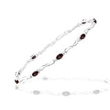 0.01 Cts Diamond & 1.84 Cts Garnet Bracelet in 14K White Gold