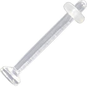 14 Gauge straight barbell CLEAR RETAINER 5/8"