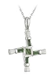Sterling Silver and Connemara Marble St. Brigid's Cross Pendant Necklace - Made in Ireland