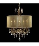 American Brass and Crystal CH6502-AS-GT-10W-ST-DC Llydia 5 Light Single Tier Chandelier in White Nickel with Golden Teak Strass Pendalogue crystal