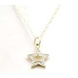 9ct Yellow Gold Small Star Shaped Pendant With Diamond Chips on an 18 FINE Gold Chain