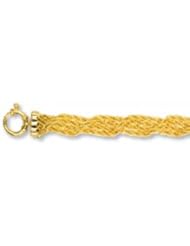 8" 14K Yellow Gold 7.5mm (1/3") Polished Diamond Multi Twisted Rope Like Bracelet w/ Spring Ring Clasp