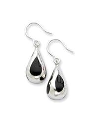 Sterling Silver Fancy Black Resin Earrings QE1578"