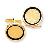 14k 1/10oz American Eagle Open-Backed Onyx Bezel Cuff Link - JewelryWeb