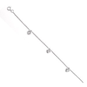 Kooqi 925 Sterling Silver Heart and Cubic Zirconia Charm Anklet. Beautifully presented in a Kooqi gift box and red organza bag.