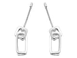 Image of Fossil Silver Linked Rectangles Drop Earrings