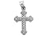 14K WHITE GOLD CHARM PENDANT w/DIAMONDS - CROSS