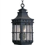 Maxim Lighting - 30088CDCF - Nantucket 3-Light Outdoor Hanging Lantern - Country Forge Finish/Seedy Glass