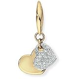 18ct 2 Tone Gold Diamond Double Heart Pendant on 18 inch Chain