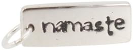 Rectangular NAMASTE Double Sided Engraved Word Charm or Pendant for Bracelets or Necklaces in Sterling Silver by EC Jewelry