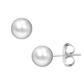 Gold Button Ball 3mm Stud Earrings in 14K White Gold