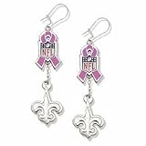 LogoArt New Orleans Saints Breast Cancer Awareness Pink Ribbon Earrings