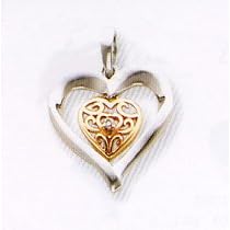 14Kt White And Yellow Gold Diamond Heart Pendant