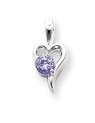 Sterling Silver Purple CZ Pendant w/Chain