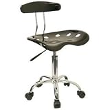 Vibrant Black and Chrome Computer Task Chair with Tractor Seat [LF-214-BLK-GG]