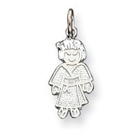 Sterling Silver Girl Martial Arts Charm - JewelryWeb