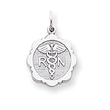 14k White Gold Flat-Backed Registered Nurse Disc Charm