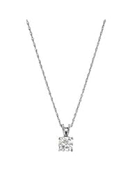 CleverEves Solitaire Necklace Moissanite Necklace Created Moissanite Stone 08.00 mm 2 1/2 Ct