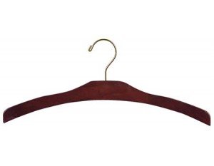 Wooden Arched Top Hangers Walnut/Brass Finish Box of 25