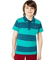 Pure Cotton Striped Polo Shirt with Stay New™
