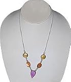 Sterling Silver Chain Necklace Sterling Silver with Colorful shells in yellowi, pink & Orange 17 
