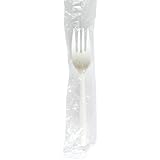 Daxwell White Plastic Medium Weight Fork, Individually Wrapped (Case of 250)