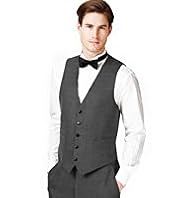 5 Button Textured Waistcoat with Wool