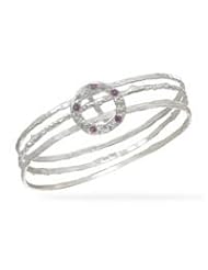 Multibangle Sterling Silver Bracelets with Amethyst