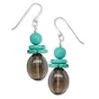 .925 Silver, Turquoise & Smoky Quartz Earrings