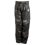 Diamond Plate Hand-Sewn Pebble Grain Genuine Leather Motorcycle Chaps Small Six Patches