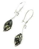 Green Amber Marquis-Shaped Dangle Earrings