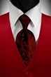 Tuxedo Vest - Solid Satin Scarlet with Coordinating Tapestry Tie