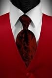 Tuxedo Vest - Solid Satin Scarlet with Coordinating Tapestry Tie