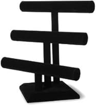 Darice 12-Inch-by-12-Inch Triple Bar Jewelry Stand, Black Velvet