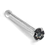 1.5mm Black Diamond - 950 Platinum Nose Ring Bone / Stud- 16 Gauge