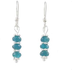 Delicate Apatite Gemstone Dangle Earrings with Sterling Silver Accent Beads, #8096
