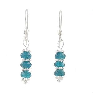 Apatite Bead Dangle Earrings with Sterling Silver Accent Beads, #8096