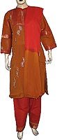Salwar Kurti Printed Embroidered Cotton Womens Dress India Size M (slk343a)